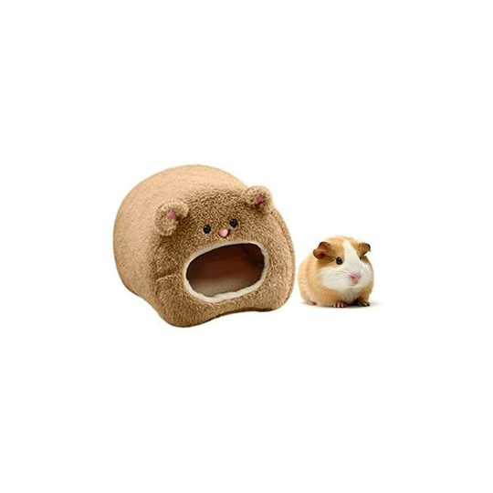 Bearsu - Plush Hamster Hammock Warm Warming Soft Bed for Rat Rabbit, Brown