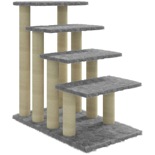 Cat Tree with Sisal Scratching Posts Light Grey 63 cm Vidaxl Grey