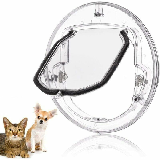 Pet Cat Flap Small Door for Dogs and Cats with 4 Locking Options Round