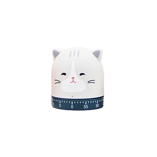 100% Mechanical Kitchen Timer, Christmas Holiday New Year 60-Minute Wind Up Dial 360° Rotating Kitten Countdown Egg Reminder, No Batteries Loud Ring,