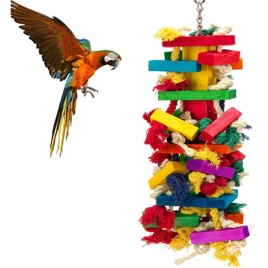 Echoo - Bird Chew Toys, Wooden Parrot Toys, Flexible Wooden Bite Rope for Birds Parakeets Cockatiels and Love Birds