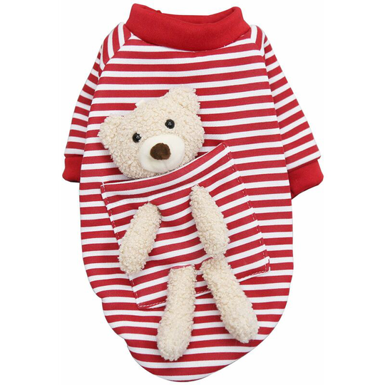 Dog Clothes Dog Pullover Lovely Pet Clothes for Small Medium Large Dogs Pets, Red Stripe-XS