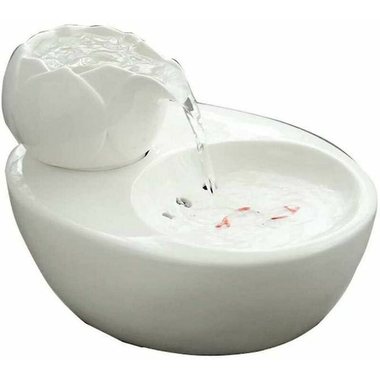 Monly - Cat Fountain Ceramic Pet Water Dispenser - Lotus Vertical Cat Drinking Fountain - Automatic Circulation Filter Water Health and Hygiene Bottom