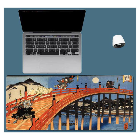 Gaming mouse pad, non-slip rubber base soft fabric mouse pad, Japanese style mouse pad with 27 scenes of Ukiyo-e (Japanese style 13, 300*900*3) - Muff