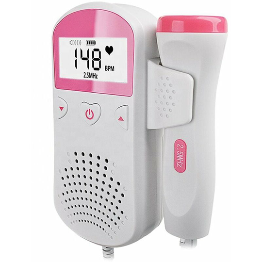 Monly - Doppler Handheld Baby Heart Rate Detector Fetal Dopplse Baby Heartbeat Monitor for Pregnancy Type 2 Pink