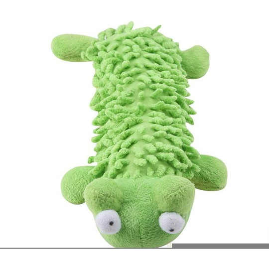 Durable Squeaky Plush Toy Dog Interactive Toy Teeth Cleaning Funny Toy Training Tool for Small Medium Dogs Animals (Green)