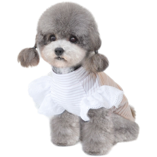 Benobby Kids - Pink and white stripes - lace fly sleeve two-legged coat m, Teddy Bichon Pomeranian Maltese clothes thin anti-soiling pumpkin pants