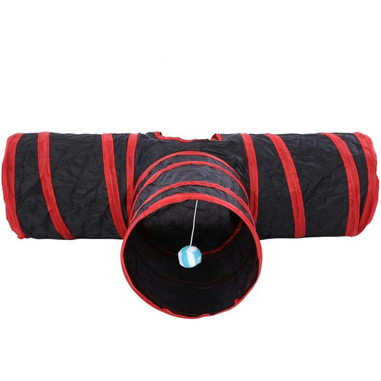 Pet Tunnel, Foldable 4 Color 3 Way Cat Tunnel Tube Toy Indoor Outdoor Interactive Pet Training Toy for Rabbits Kittens(Red)