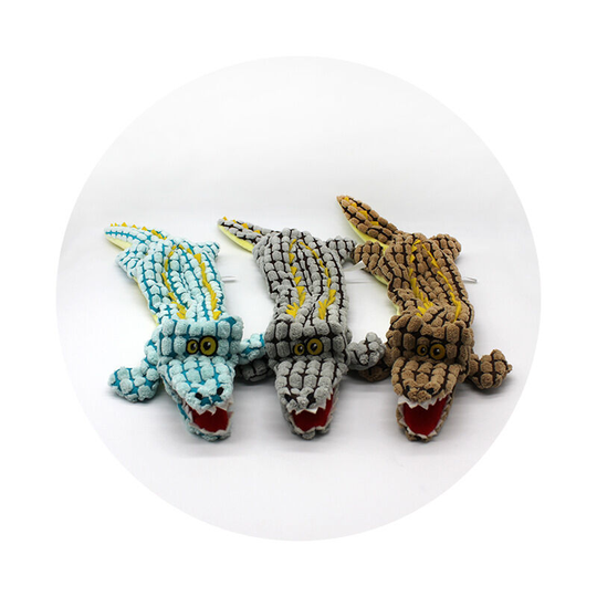 3 pcs pet dog toys gnawing and making funny noises tricolor crocodile skin teddy golden toys 45 * 15cm