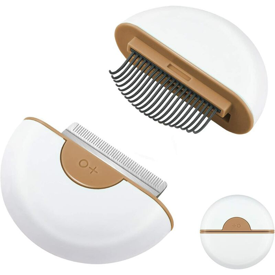 Cat Comb, Pet Comb 2 in 1 Washable Pet Comb Cat and Dog Massage Comb for Long and Short Haired Pets (Pink) (Khaki)
