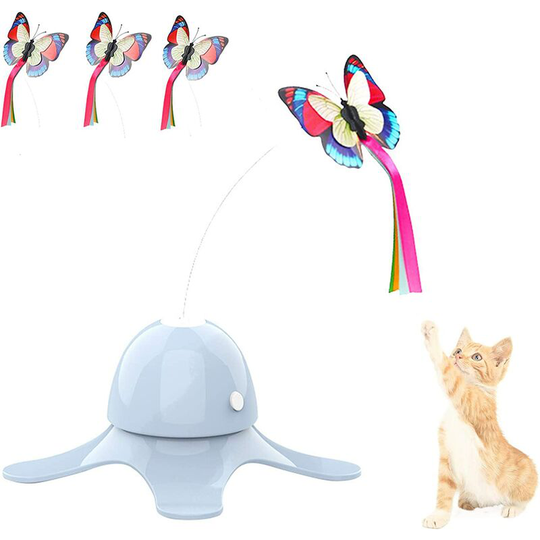 Butterfly Cat Game, Cat Toy, with Electric 360 ° Rotating Butterfly 3 Replacement Sparkling