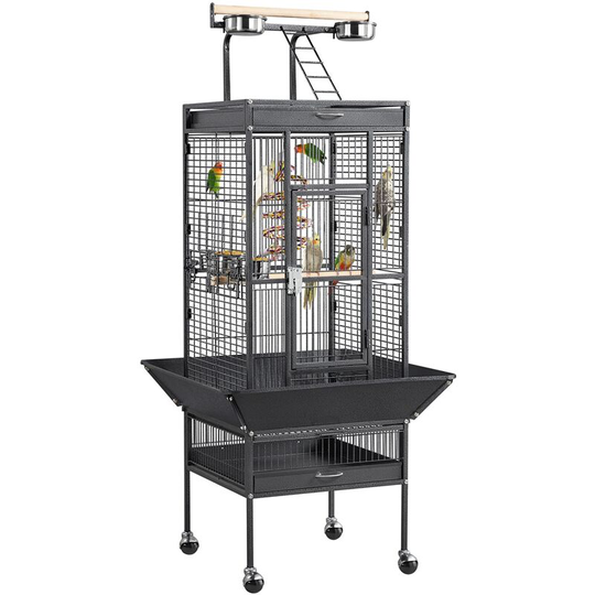 61.5' Play Top Parrot Cage Bird Cage, Black - black - Yaheetech