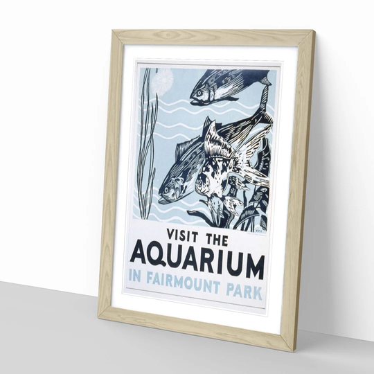 Vintage WPA Visit the Aquarium Framed Vintage Advertisement