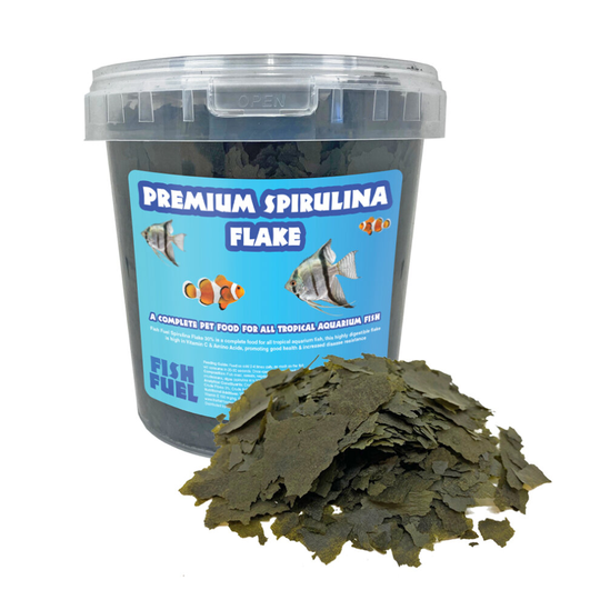 (x1 Bucket) Fish Fuel Premium Spirulina Fish Flake Food 1 Litre Bucket - 30% Spirulina