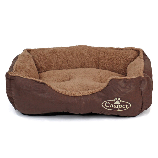 Small Dog Bed in Faux Leather Fur Fleece Easipet