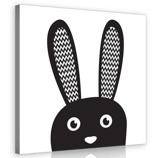 Rabbit Graphic Art Print on Wrapped Canvas in Black/White