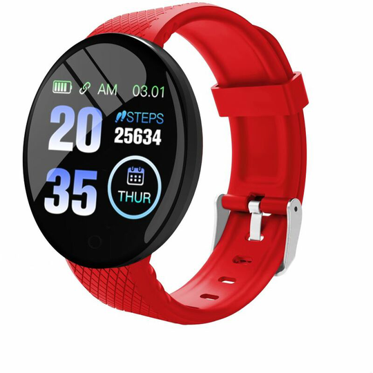 D18 1.3in Intelligent Watch Sports Waterproof Smartwatch Heart Rate Sleep Monitoring Sedentary Remind Wristband, Red - Red