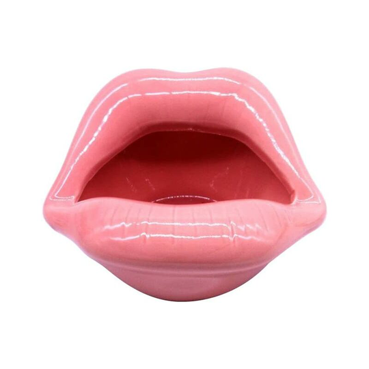 Lip Style Ash Tray Novelty Mouth Ceramic Cigarette Ashtray Holder For Home (Pink)