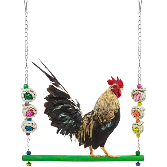 Betterlifegb - Chicken swing wooden chicken toy handmade colorful toy bird parrot chicken perch in wood henhouse accessories for large bird chickens