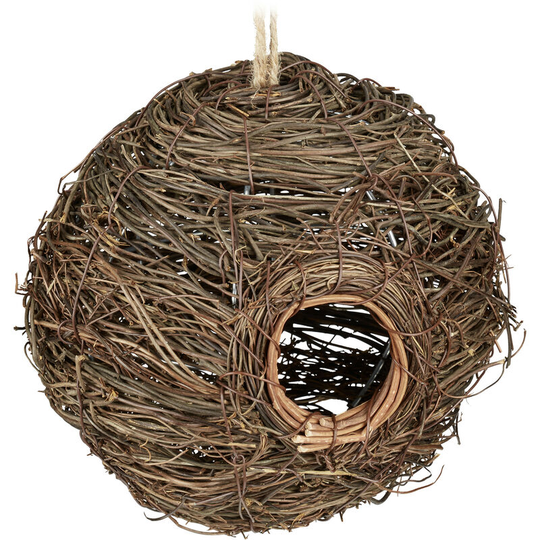 Relaxdays - Bird Nest, Round, For Hanging, Cages, Small Animals, h x w x d: 32 x 16 x 16 cm, Straw, Natural