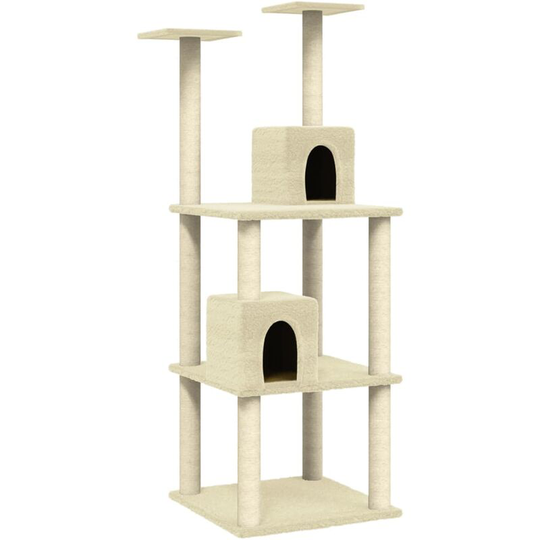 Cat Tree with Sisal Scratching Posts Cream 141 cm Vidaxl Cream