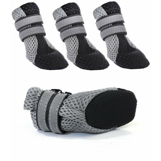 Denuotop - Boots & Booties Soft Non-Slip Adjustable Summer Boots for Small Dog Paw Protection Soft Breathable Mesh Heat Resistant Sidewalk - Black s