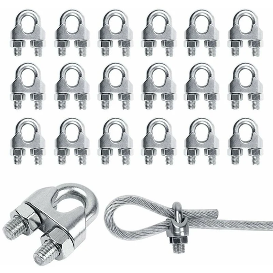 20 Pieces Metal Cable Clamp Wire Rope Clips U-Cable Clamps u Bolt Cable Clip u M3 Cable Bolt Stainless Steel Clamp Cable Ties