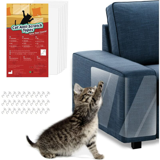 Cat Furniture Protectors, 6 pcs Furniture Scratch Protectors with 30 Screws, Cat Anti-Claw Protectors Furniture Protection Door Wall Sofa Carpet