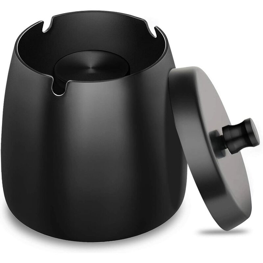 Litzee - Ashtray with Lids, Stainless Steel Ashtray, Windproof Ash Holder for Smokers, Smooth Desktop Smoking Ash Tray for Indoor & Outdoor Use