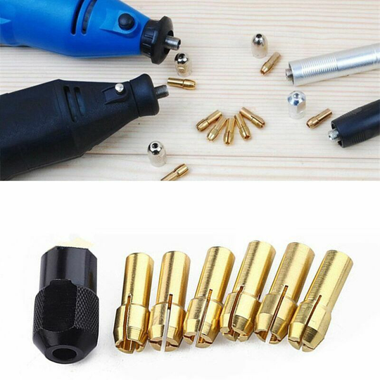 Naxunnn - 7pcs Brass Drill Chuck Collet Bit 1-3.2mm Shank Screw Nut
