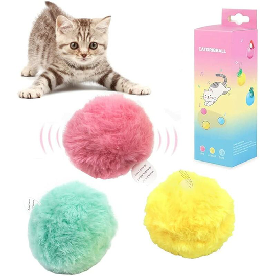 3 Pack Cat Toys Balls for Indoor Cats, Catnip Ball Toy with 3 Lifelike Animal Chirping Sounds, Smart Touch Sound Catnip Toys for Kitten Kitty Toys