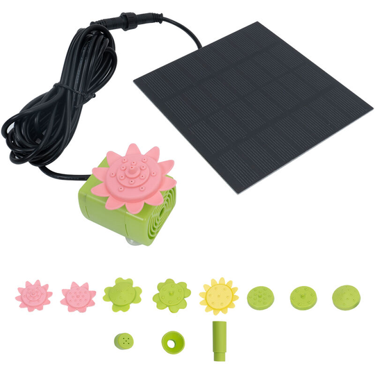 Solar Powered Fountain with 9 Nozzles Watering Pond Pump Pool Aquarium Fish Tank with Separate Solar Panel Garden Fountain Water Pump for Bird Bath