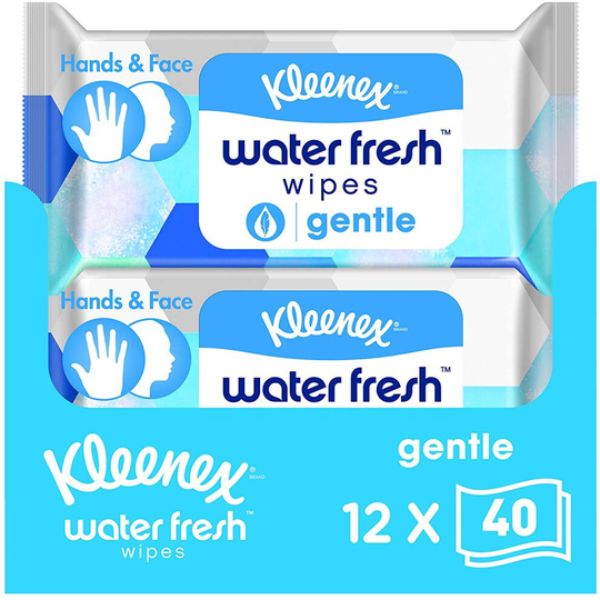 Kleenex Water Fresh Wipes Gentle Sheets, Pack of 12