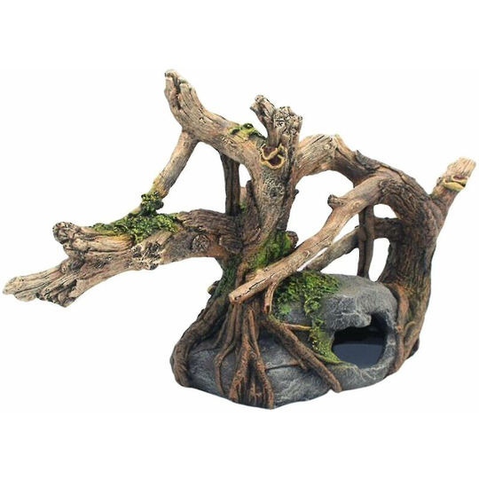 FVO - Small Aquarium Fish Tank Landscape Pavilion Tree Decoration Accessory Mountain Cave