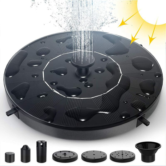 Betterlifegb - Solar Fountain Outdoor Garden, 1.4W Solar Powered Waterfall Fountain Pump, Mini Floating Fountain with 6 Nozzles and Mounting Kit for
