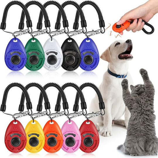 Briday - 10 Pieces Dog Training Clickers with Wrist Lanyard Pet Training Clicker Dog Behavior Training Tool with Big Button for Pet Training Dogs