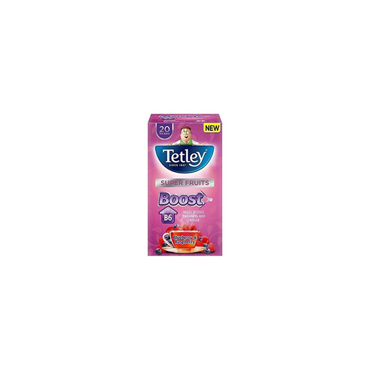 Tetley Super Fruit Tea Boost Blueberry & Raspberry 20 per Pack - Pack of 6