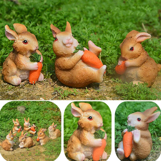 3 PCS Miniature Resin Rabbit Ornament Rabbit Statue Garden Rabbit Decoration Waterproof Animal Statu