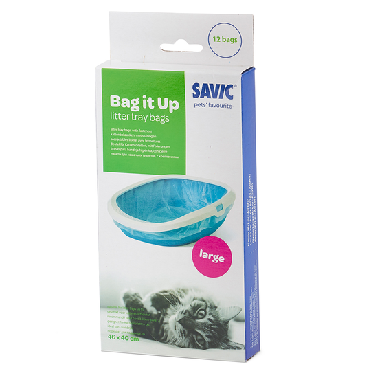 Savic Iriz Litter Tray with Protective Edge - 50cm - 12 x Bag it Up Large litter tray bags