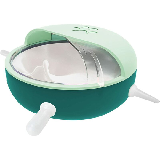 Puppy pacifier feeder, multi-spout pet silicone bionic milk bowl, newborn milk slow self-feeding device for puppy kitten-green
