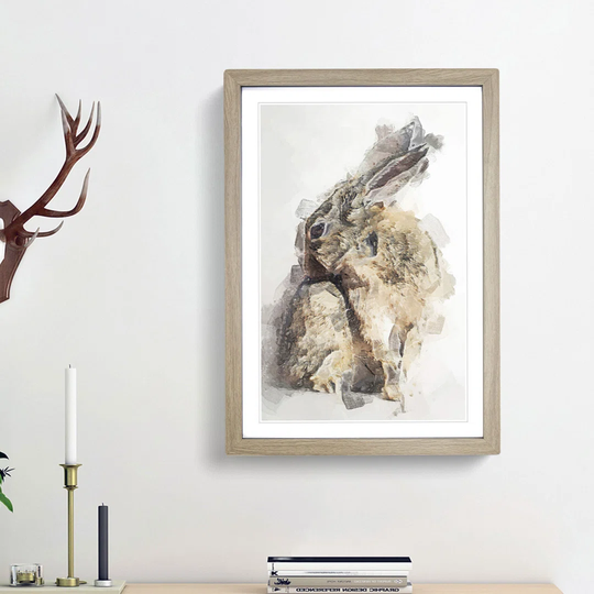 Brown Rabbit in Abstract - Picture Frame Painting Print
