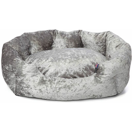 Bellagio Crushed Velvet Dog Bed Soft Washable Fleece Cushion Warm Luxury Pet - Medium