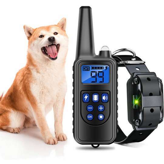 Bearsu - Rechargeable and Waterproof Dog Training Collar with 800m Distance, Electric Shock, Sound black a