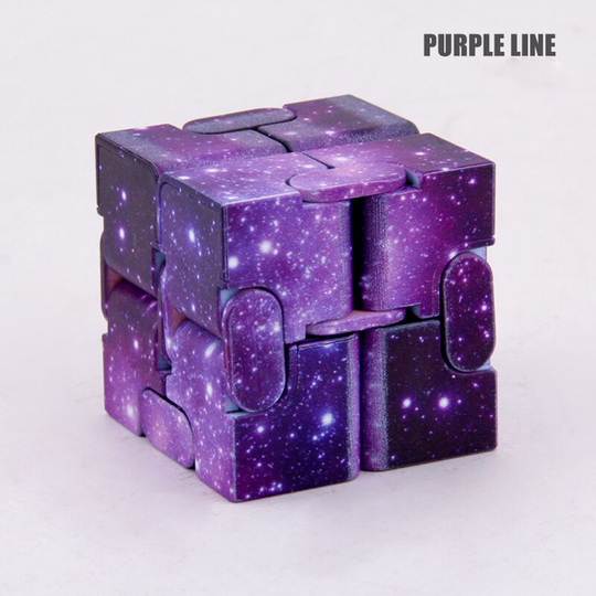Infinity Cube Fidget Blocks Toy, Magic Infinity Cube Desktop Toy Mini Sensory Toys Stress Relief Tool (Space Galaxy Purple)