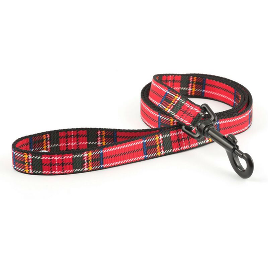 Tartan Dog Lead (1m x 19mm) (Red) - Red - Ancol