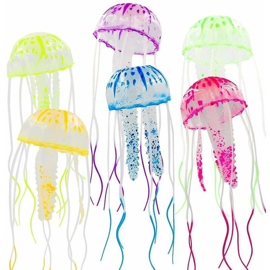 Heguyey - 6 pieces glowing jellyfish ornament decoration for fish tank