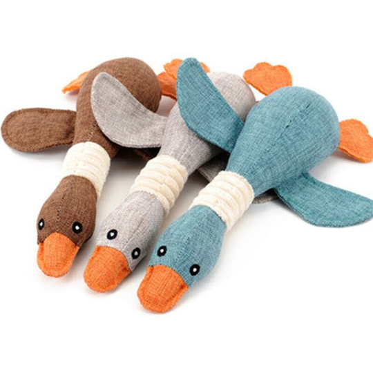 Deckon - Dog Toys For Light Aggressive Chewers Bite-resistance To Molar Teeth Cleaning Linen Plush Toy Squeaky Goose For Small Medium Dogs