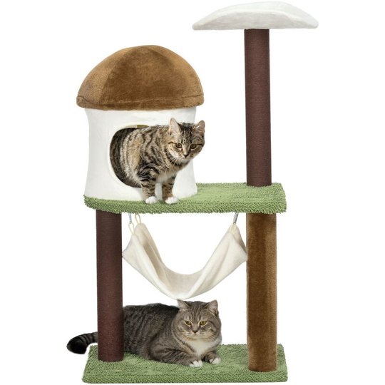 Cat Tower w/ Cat House, Sisal Scratching Post, Hammock - Multi-colored - Pawhut