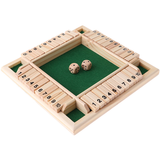 Four Sides 10 Number Closed Board Game Wood Slice and Dice Set Adult Family Deluxe Board Game Party Club Game