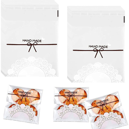 500 pcs Cookie Candy Bags Cartoon Animal Self Adhesive Decorating Bag Bakery Treat Bags (Lace)
